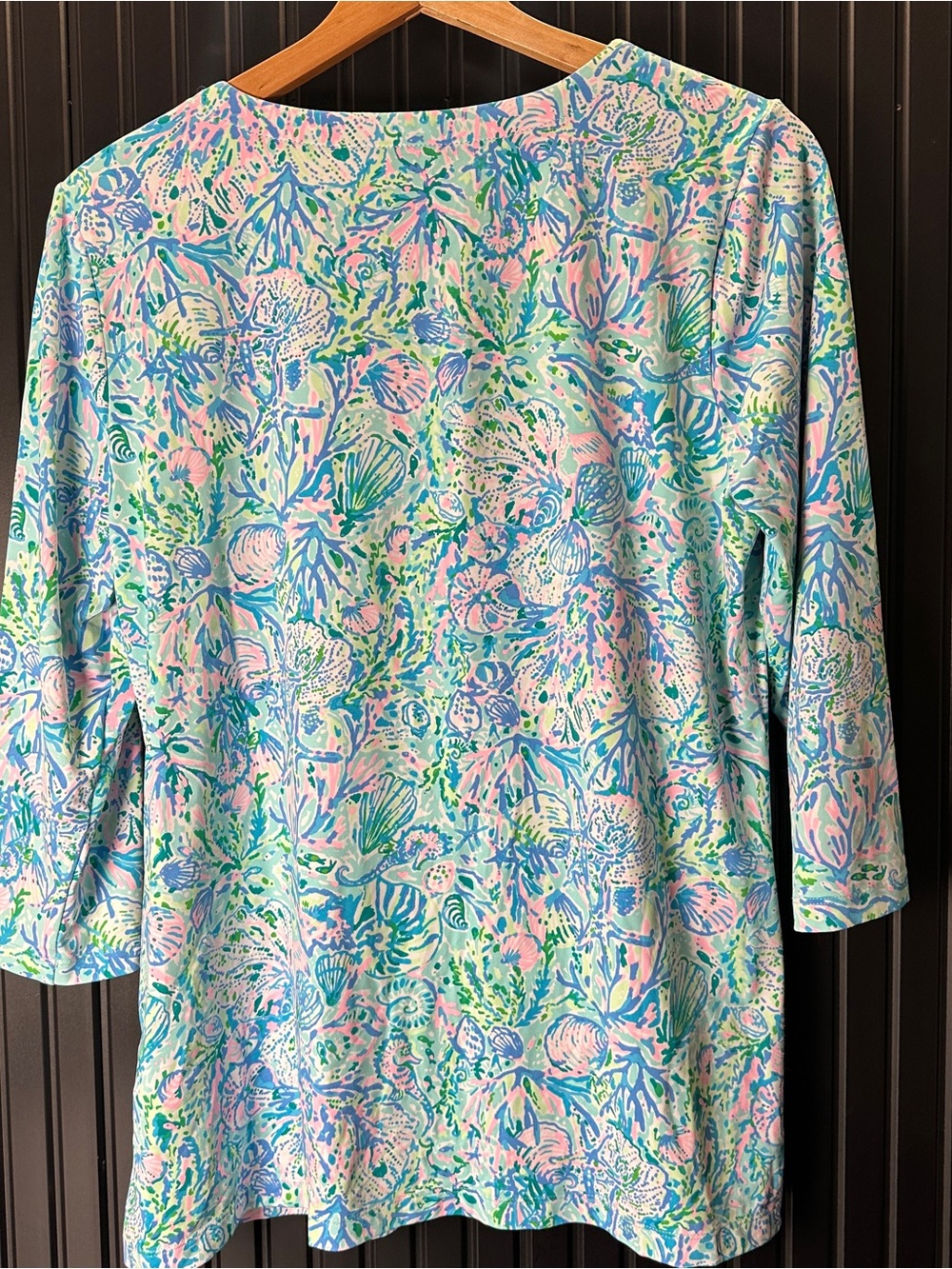 Lilly Pulitzer Soleil It On Me Surf Blue and Pink Mixed-Print Tunic - Picture 10 of 11